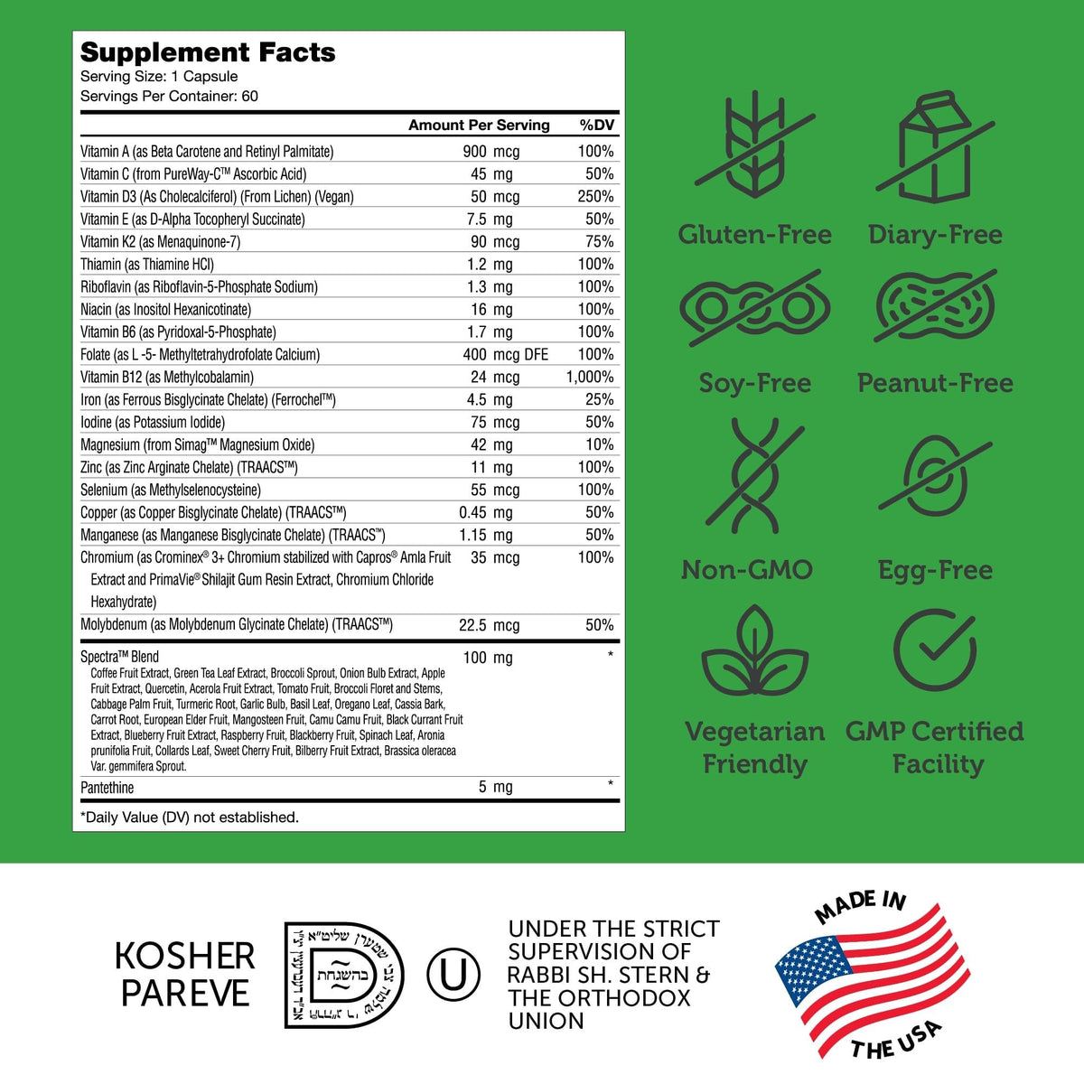 Zahler Multivitamines Vegan One Daily emballage