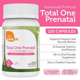 Zahler Prénatals 120 Capsules avec ingrédients sur l'emballage
