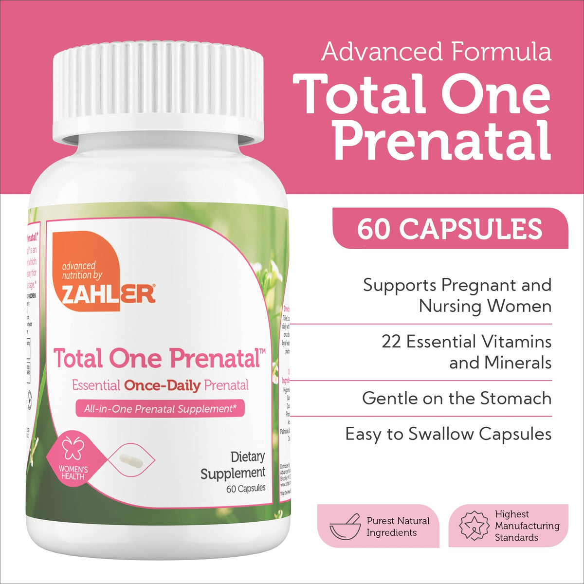 Zahler Total One Vitamines Prénatales 60 Capsules emballage