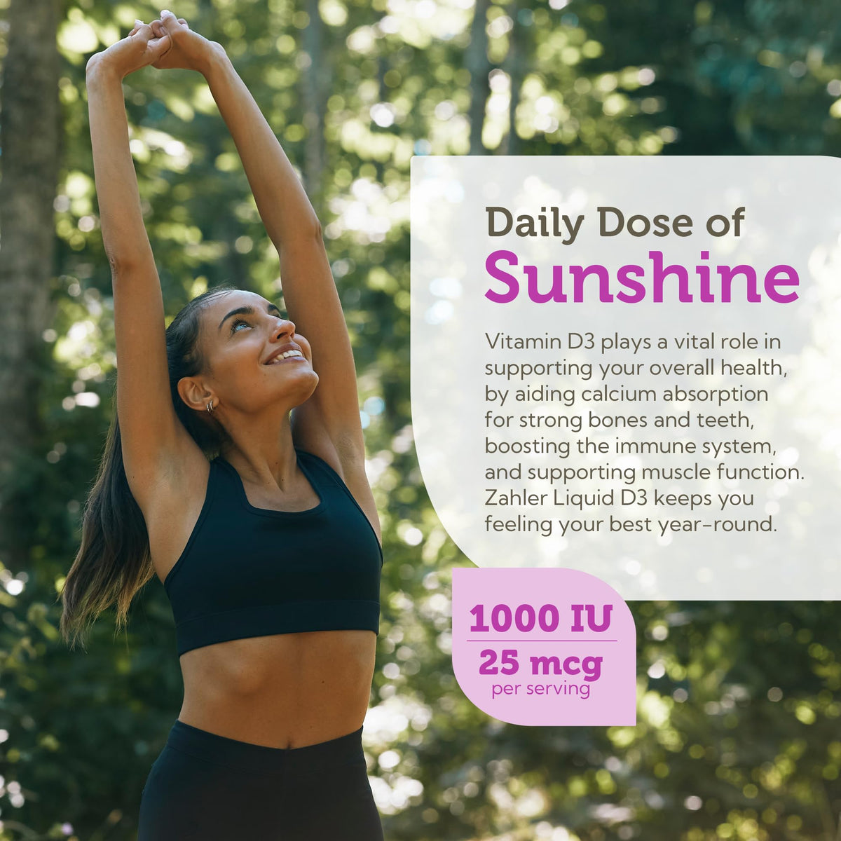 Zahler Vitamine D3 1000 IU 30 ml arrière du flacon