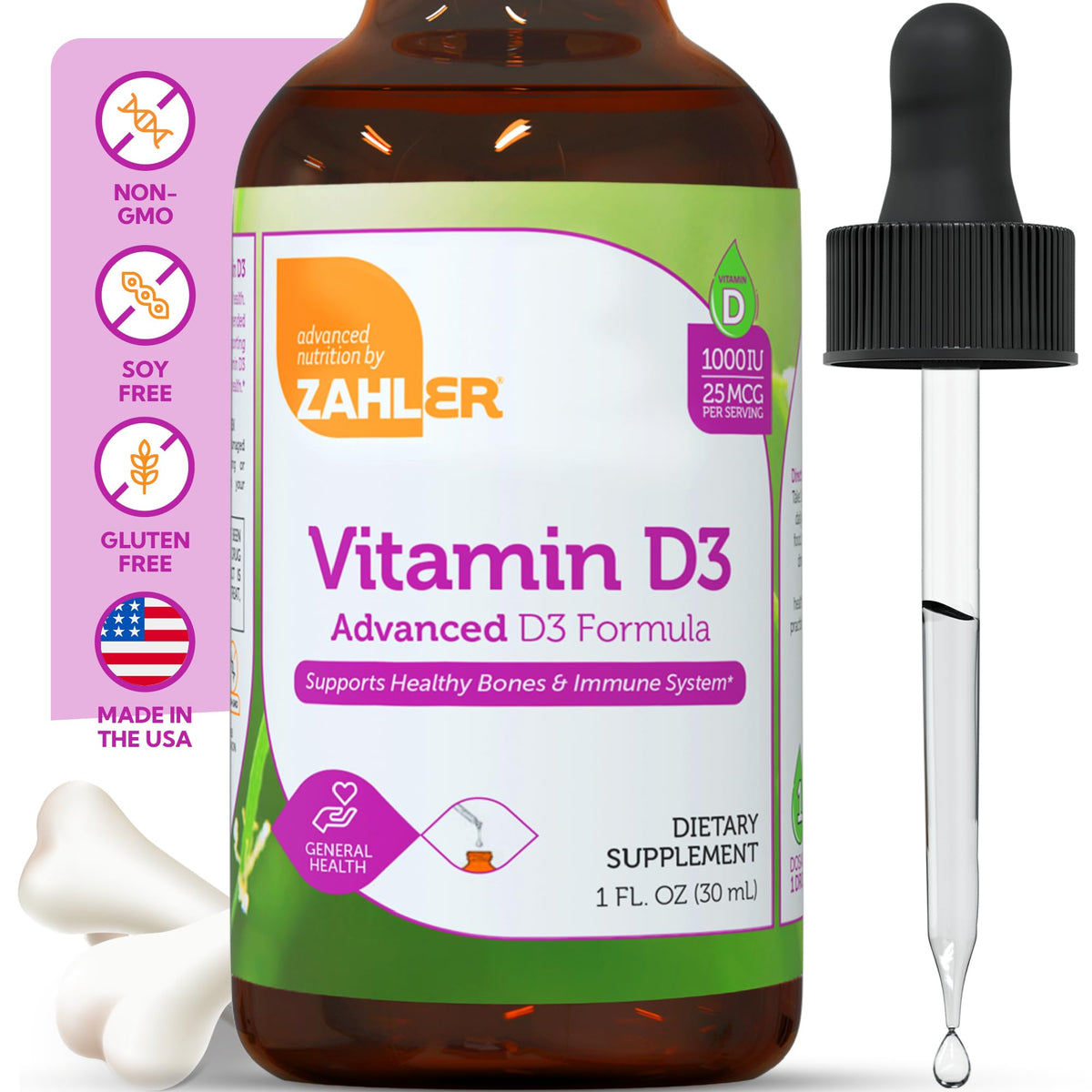 Zahler Vitamine D3 1000 IU 30 ml gouttes