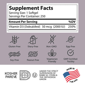 Zahler Vitamine D3 2000 IU gélules, emballage et dosage