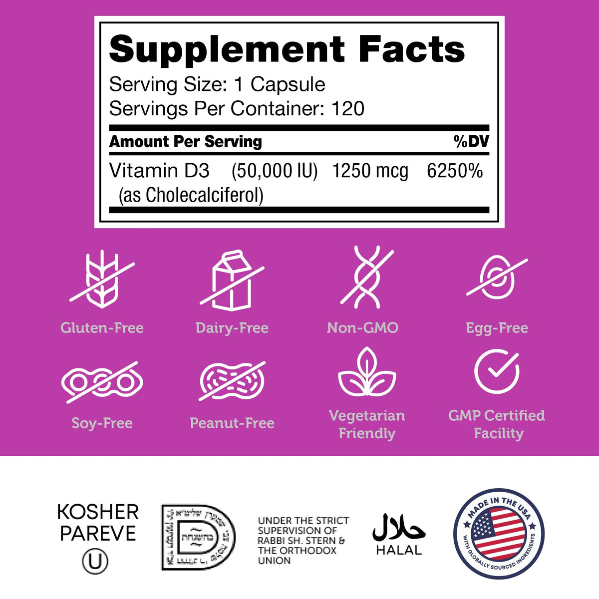Zahler Vitamine D3 50000 UI 120 capsules avec boîte