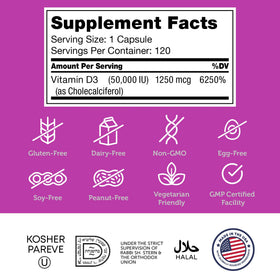 Zahler Vitamine D3 50000 UI 120 capsules avec boîte