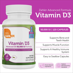 Zahler Vitamine D3 50000 UI 120 capsules avec étiquette