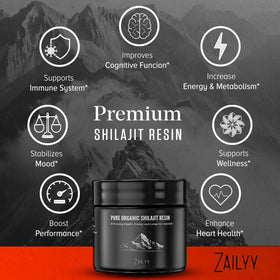 ZAILYY Résine de Shilajit Bio 800mg vue latérale