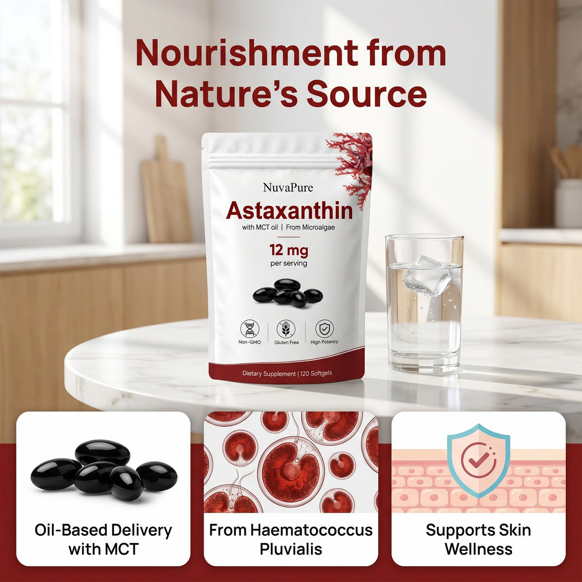 ZALPNUP Astaxanthin 12mg gélules sur un fond neutre