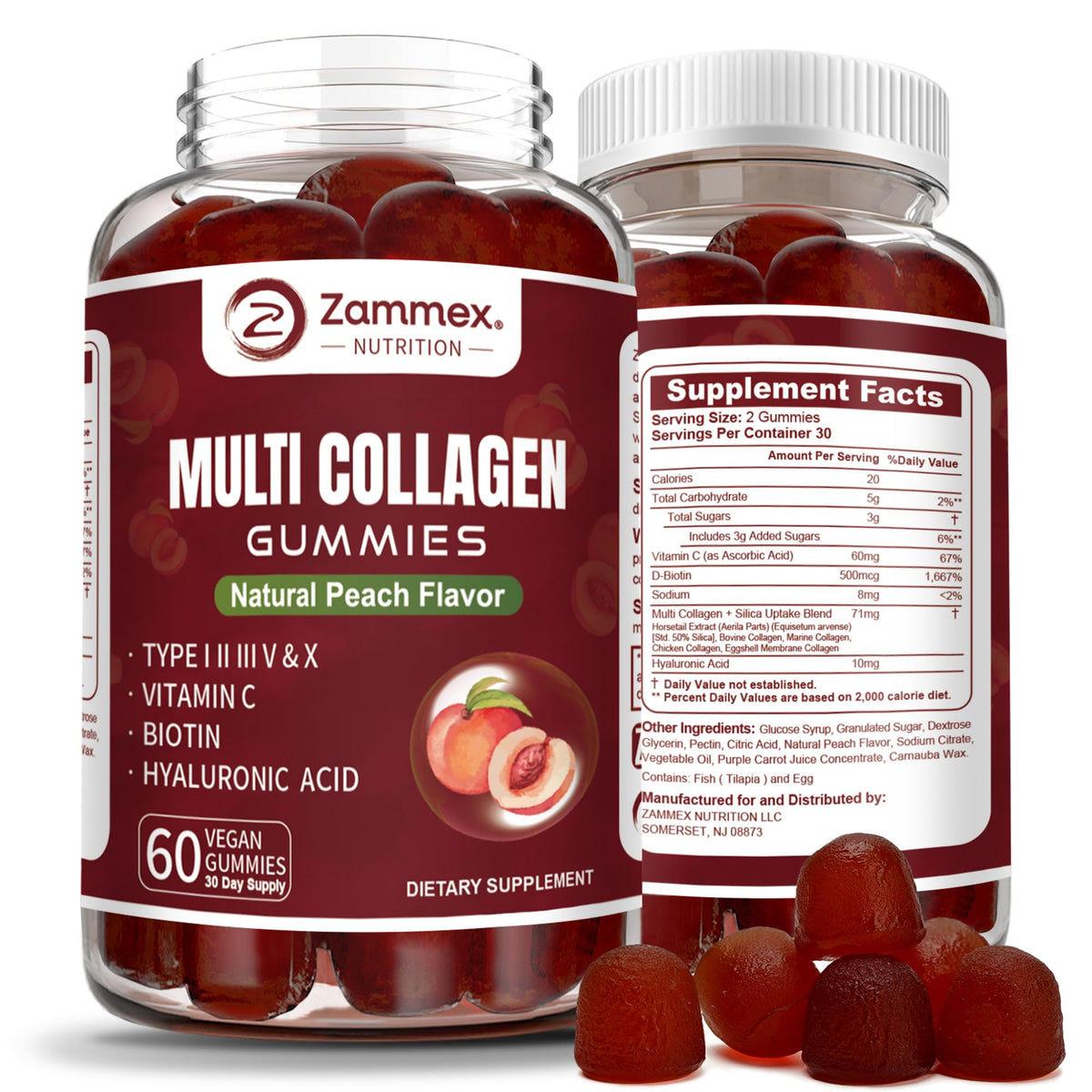 Zammex Gummies Multi-Collagène flacon de 60 unités vue avant