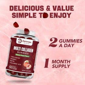 Zammex Gummies Multi-Collagène vue de côté du flacon