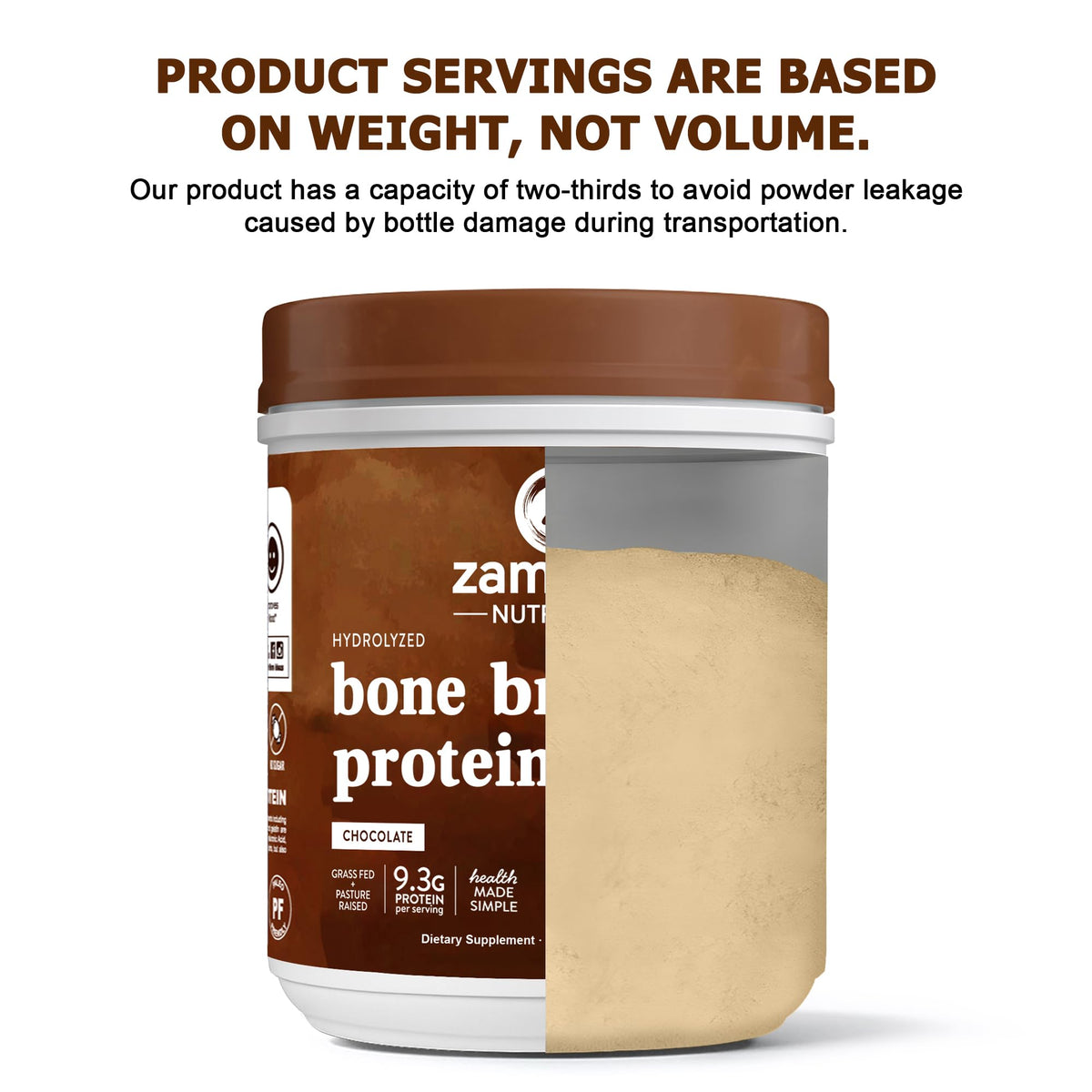 Zammex Poudre de Protéine de Bouillon d'Os Chocolat Chaud 581g vue arrière