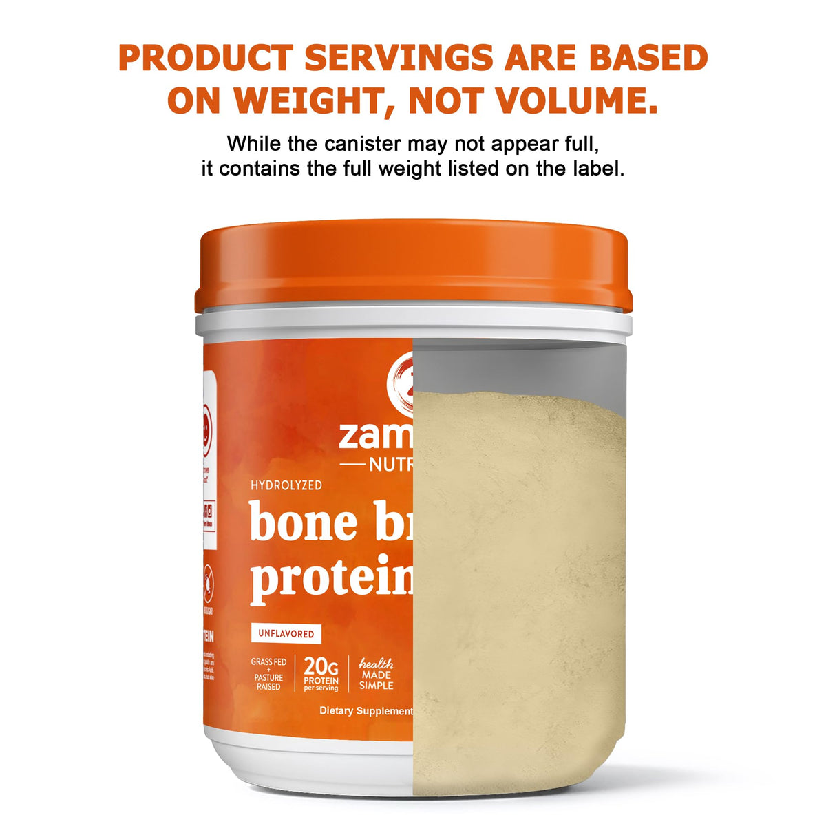 Zammex Poudre de Protéine de Bouillon d'Os de Boeuf 721g avec des ingrédients naturels