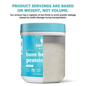 Zammex Poudre de Protéine de Bouillon d'Os Vanille 531g dans un bol