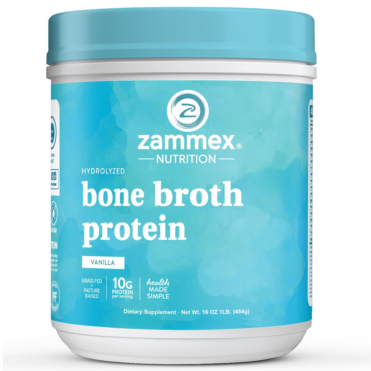 Zammex Poudre de Protéine de Bouillon d'Os Vanille 531g vue avant