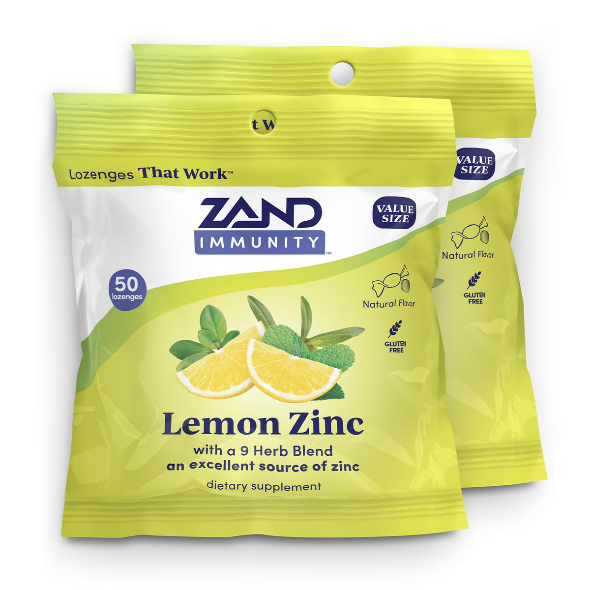 ZAND Bonbons au Zinc Citron 100 pastilles, vue de face