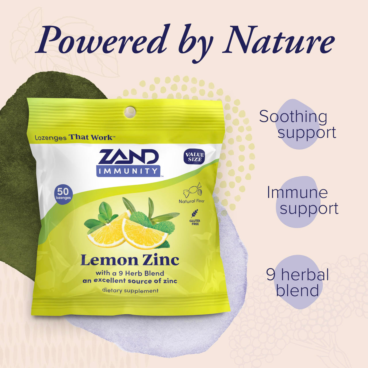 ZAND Bonbons au Zinc Citron, ingrédients sur l'étiquette