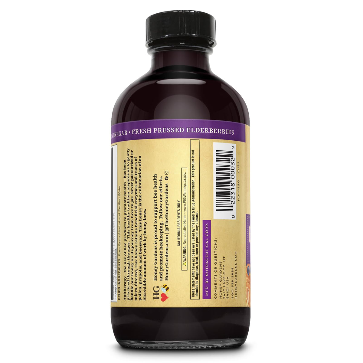ZAND Sirop de Sureau et Miel 240 ml sur table en bois