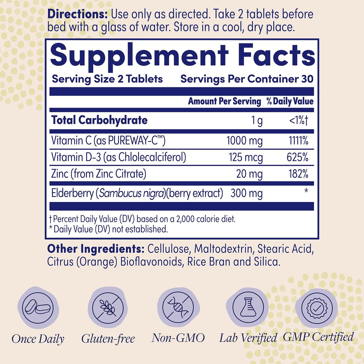 ZAND Super C+ Sureau 1000 mg comprimés, vue arrière de la boîte