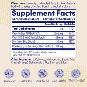 ZAND Super C+ Sureau 1000 mg comprimés, vue arrière de la boîte