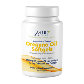 Zane HELLAS capsules d'huile d'origan avec étiquette détaillée