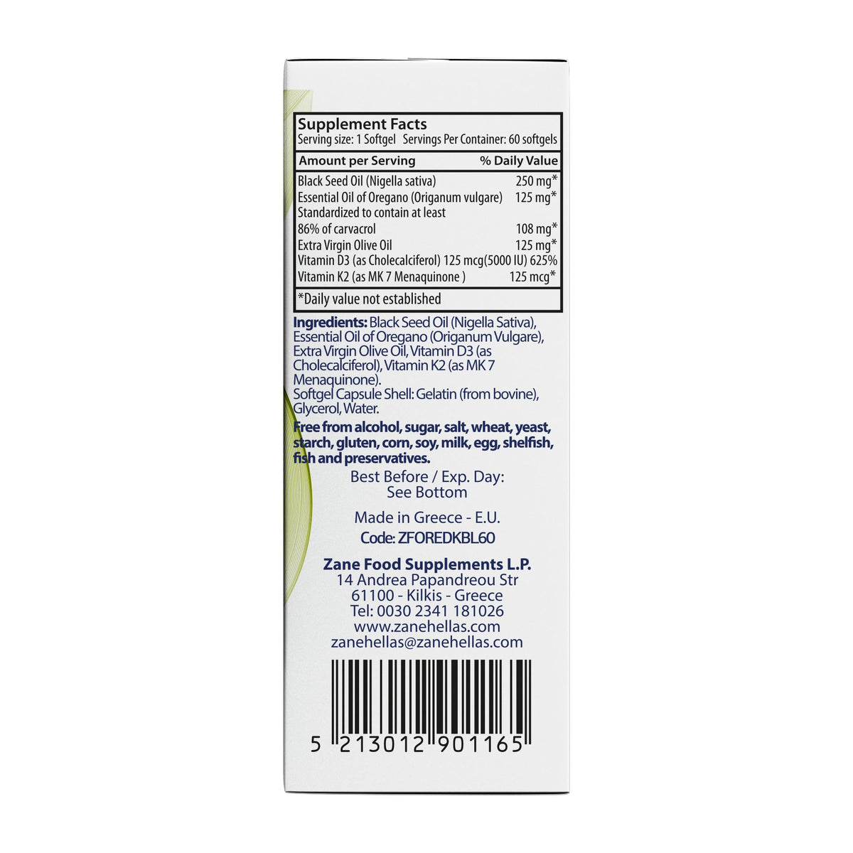 Zane VITALe D3 K2 Huile d'Origan - capsules ouvertes