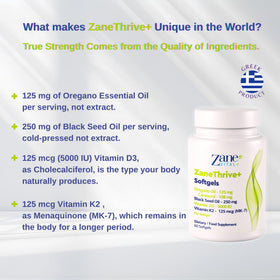 Zane VITALe D3 K2 Huile d'Origan - dosage par capsule