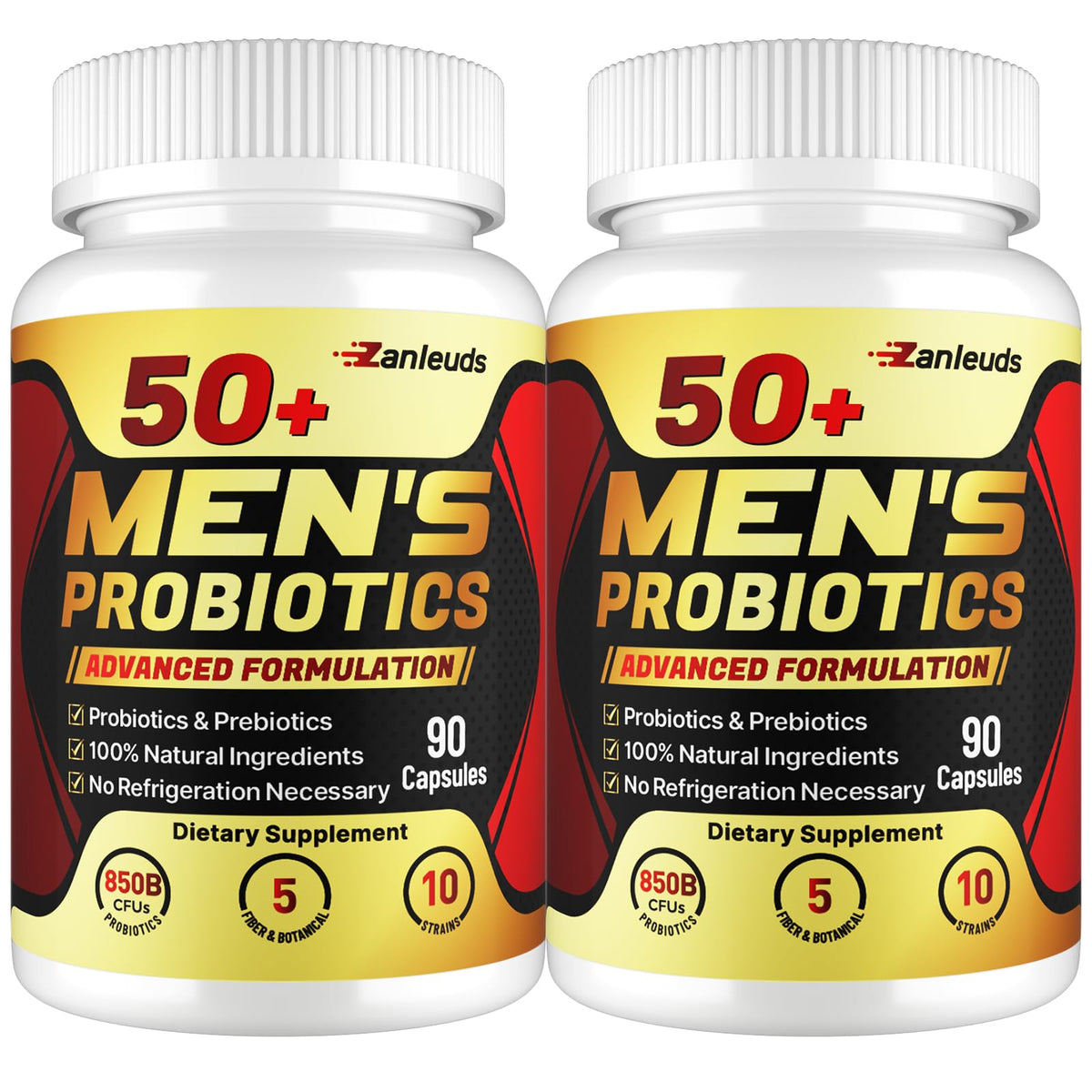 Zanleuds Probiotiques pour Hommes 50+ 180 capsules en bouteille