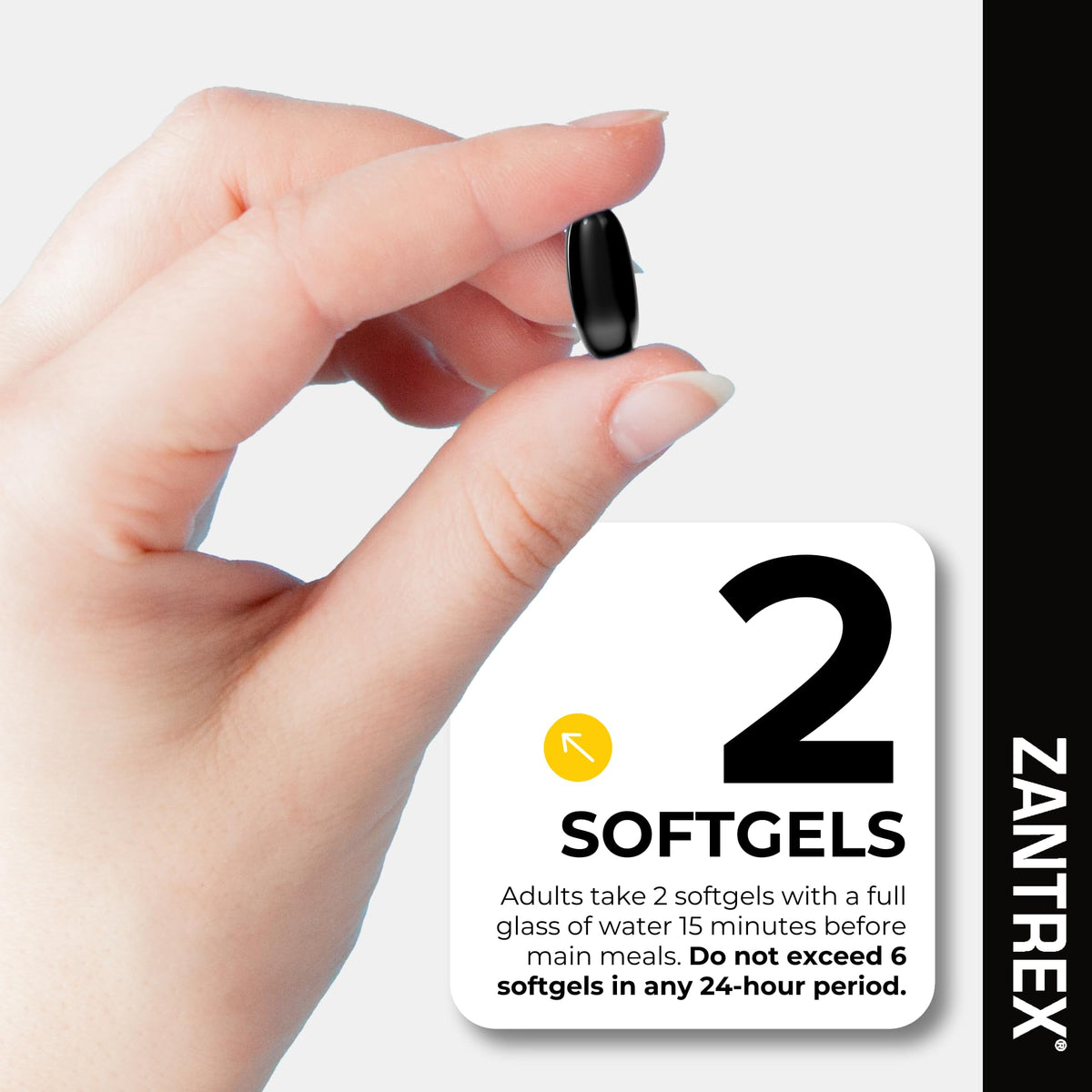Zantrex Black bouteille vue de côté, mettant en avant la contenance