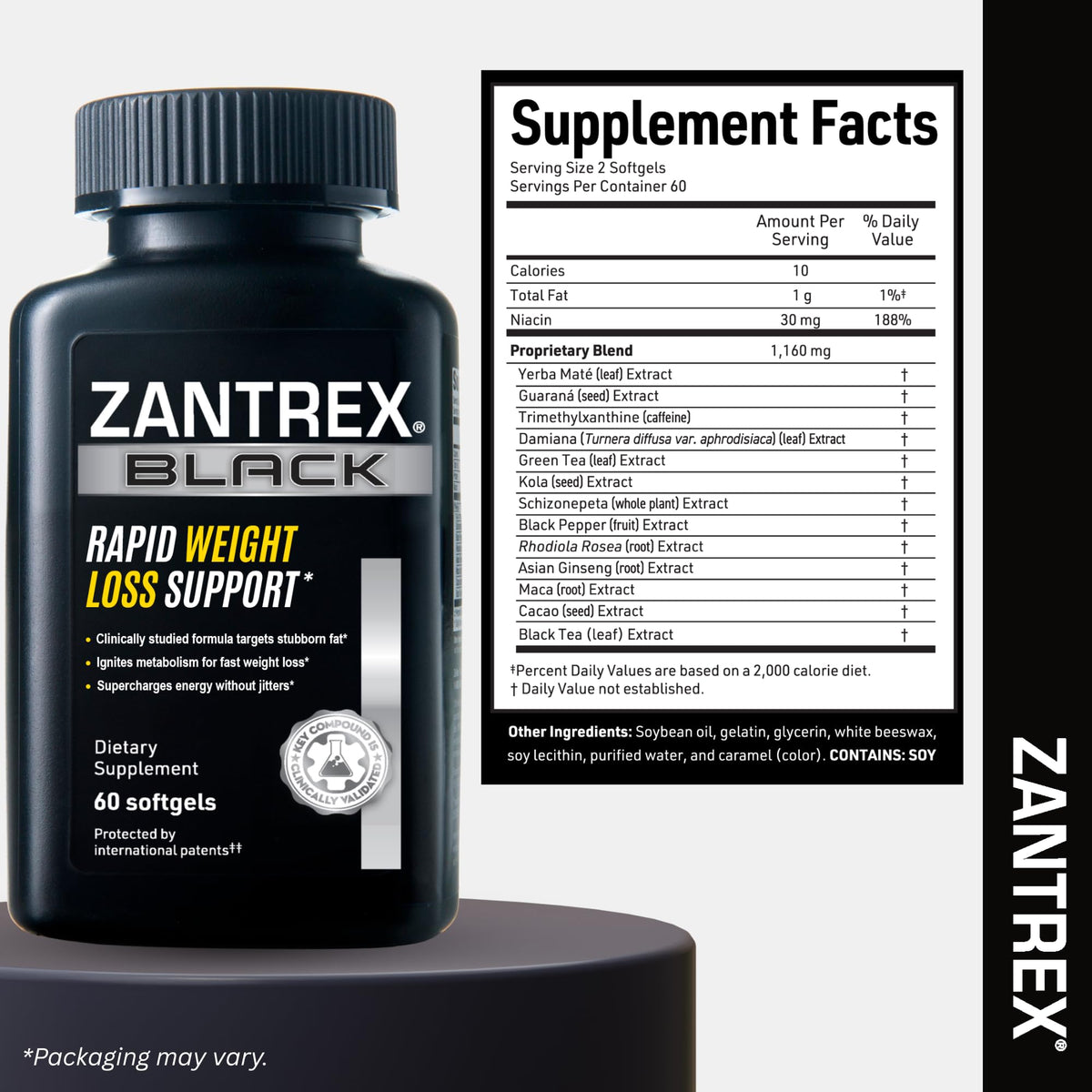 Zantrex Black gélules avec un fond naturel