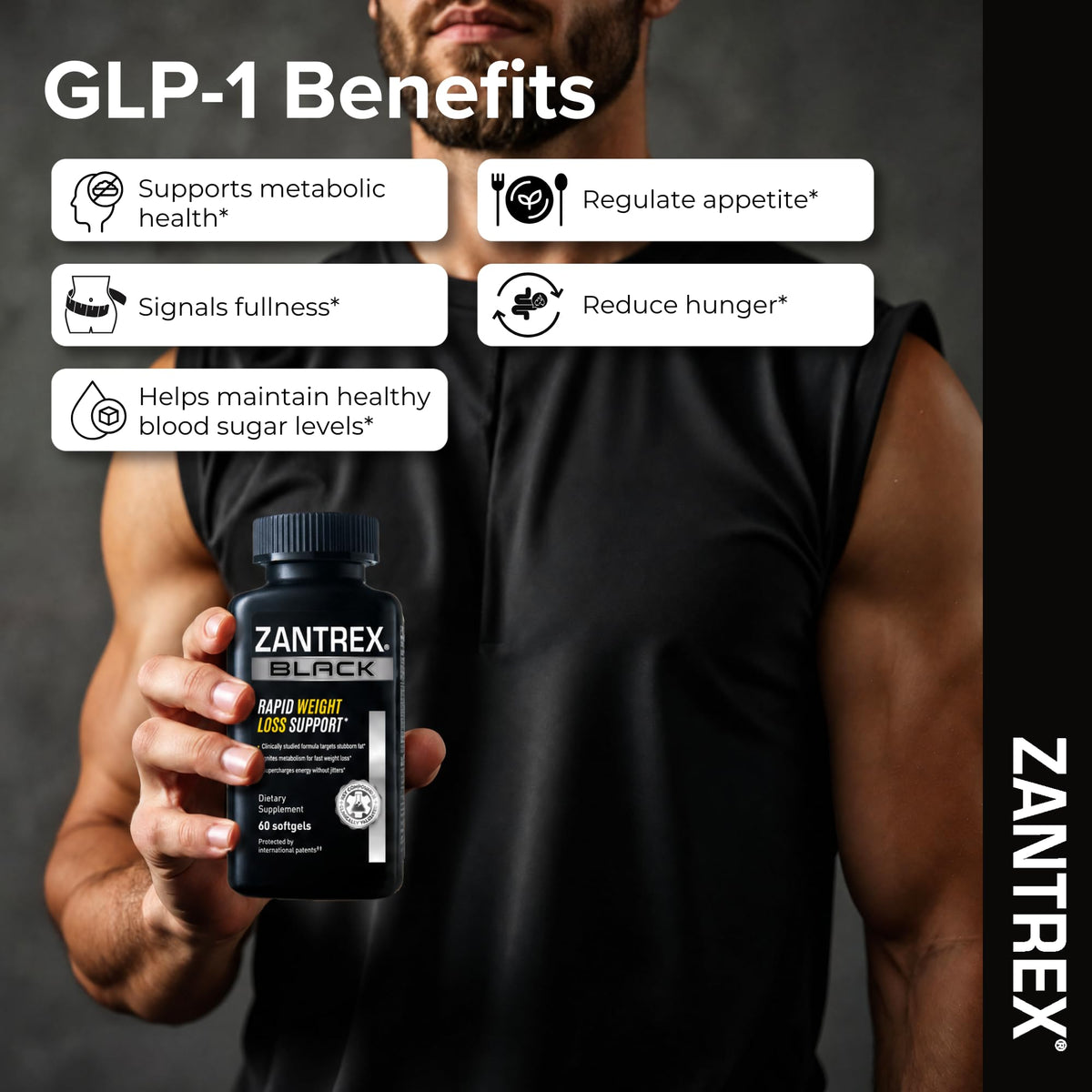 Zantrex Black gélules avec un verre d'eau à côté