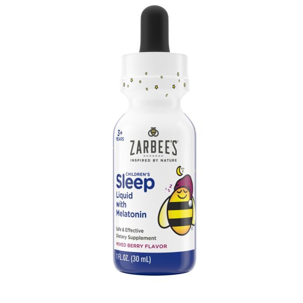 Zarbee's Complément Alimentaire Sommeil Enfant 1 mg Mélatonine à côté d'un livre pour enfants