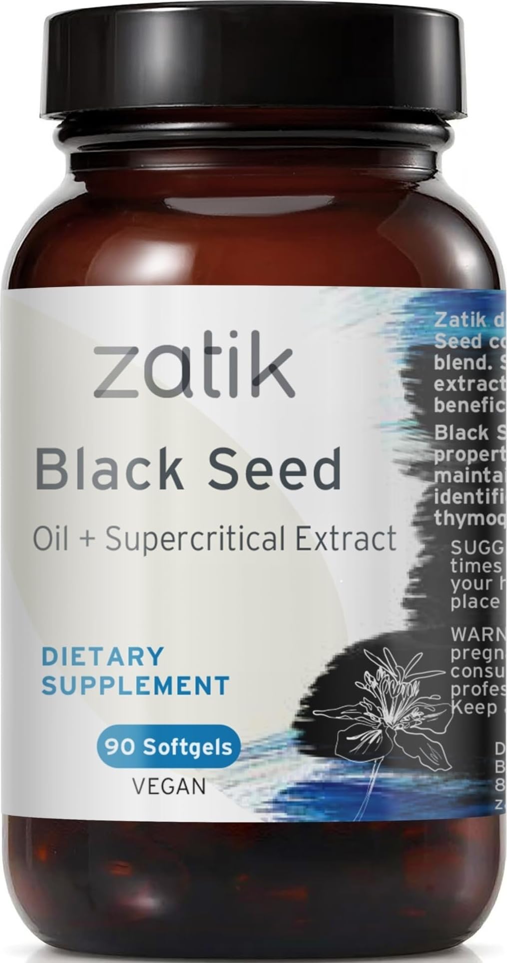 Zatik Huile de Graines de Cumin Noir 90 gélules végétales vue avant