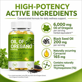 ZAYMAN Huile d'Origan 6000mg gélules avec étiquette