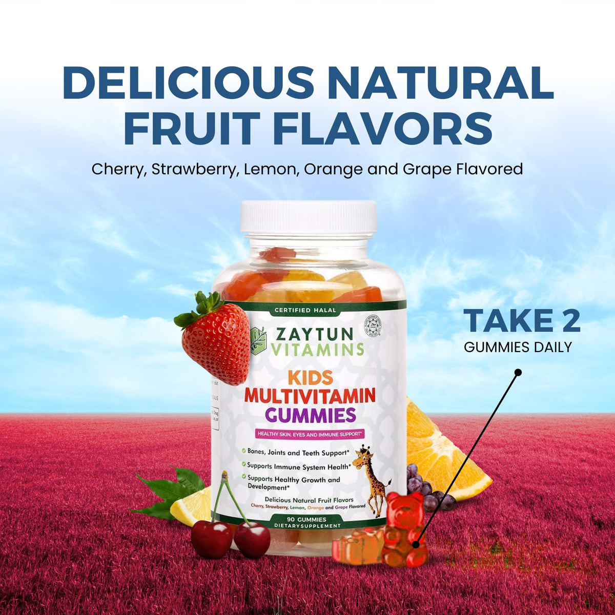 Zaytun Gummies Multivitamines Halal pour Enfants avec fruits