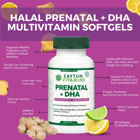 Zaytun Vitamins gélules prénatales Halal 60 unités, information nutritionnelle