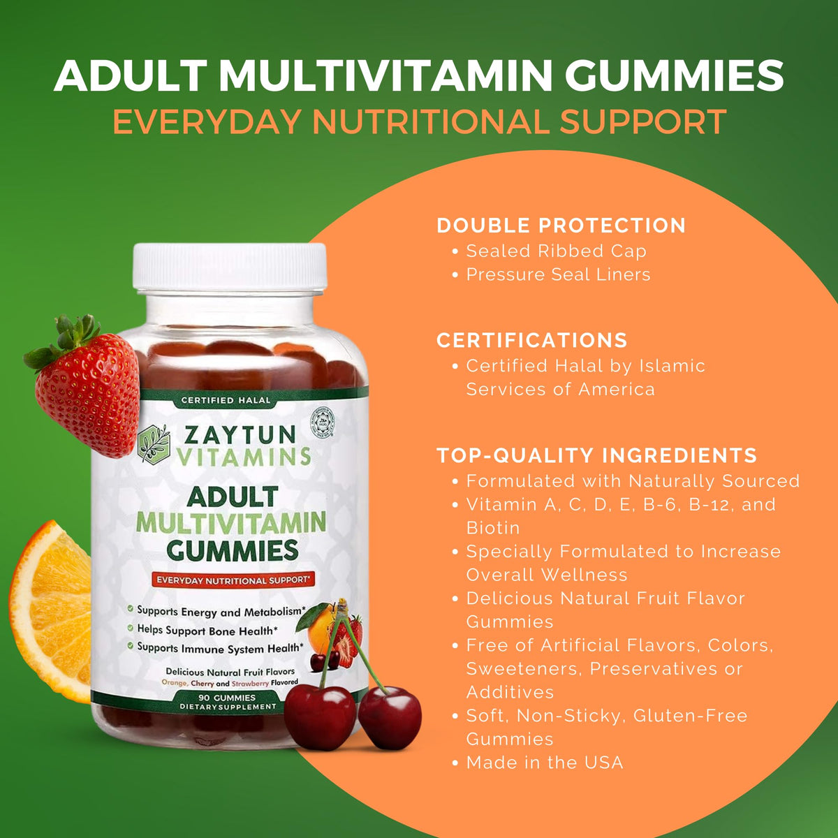 Zaytun Vitamins Gummies Multivitamines Halal 272g avec un mélange de fruits