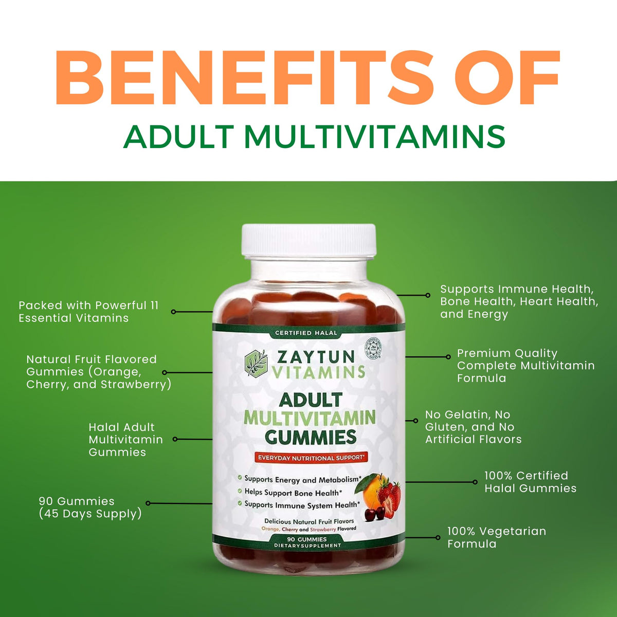 Zaytun Vitamins Gummies Multivitamines Halal 272g en mode de vie actif