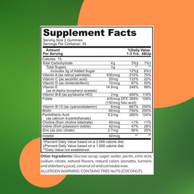 Zaytun Vitamins Gummies Multivitamines Halal 272g vue arrière avec informations nutritionnelles