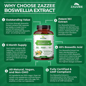 Zazzee Boswellia Serrata affichant ses ingrédients