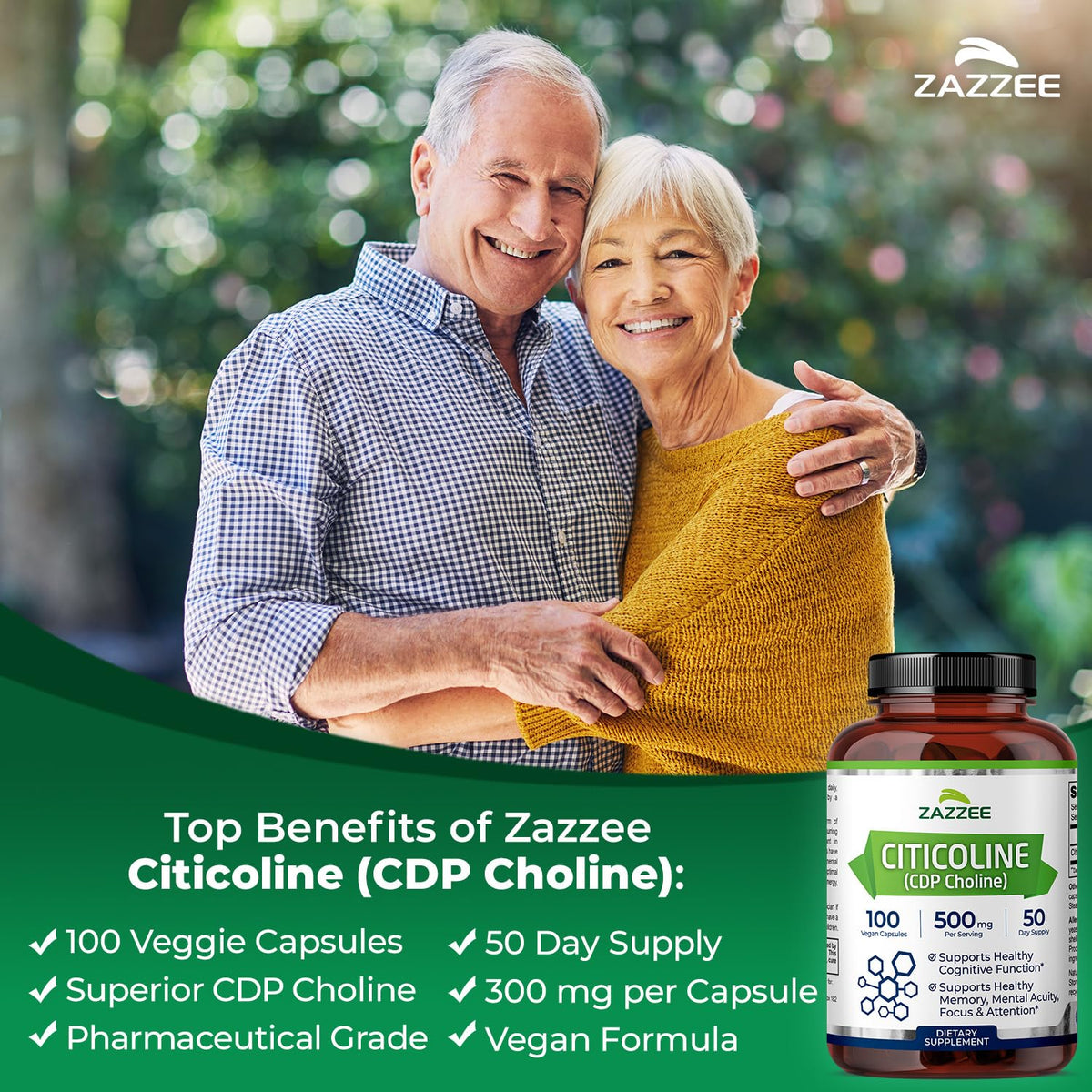 Zazzee Citicoline 500 mg gélules à l'intérieur du flacon
