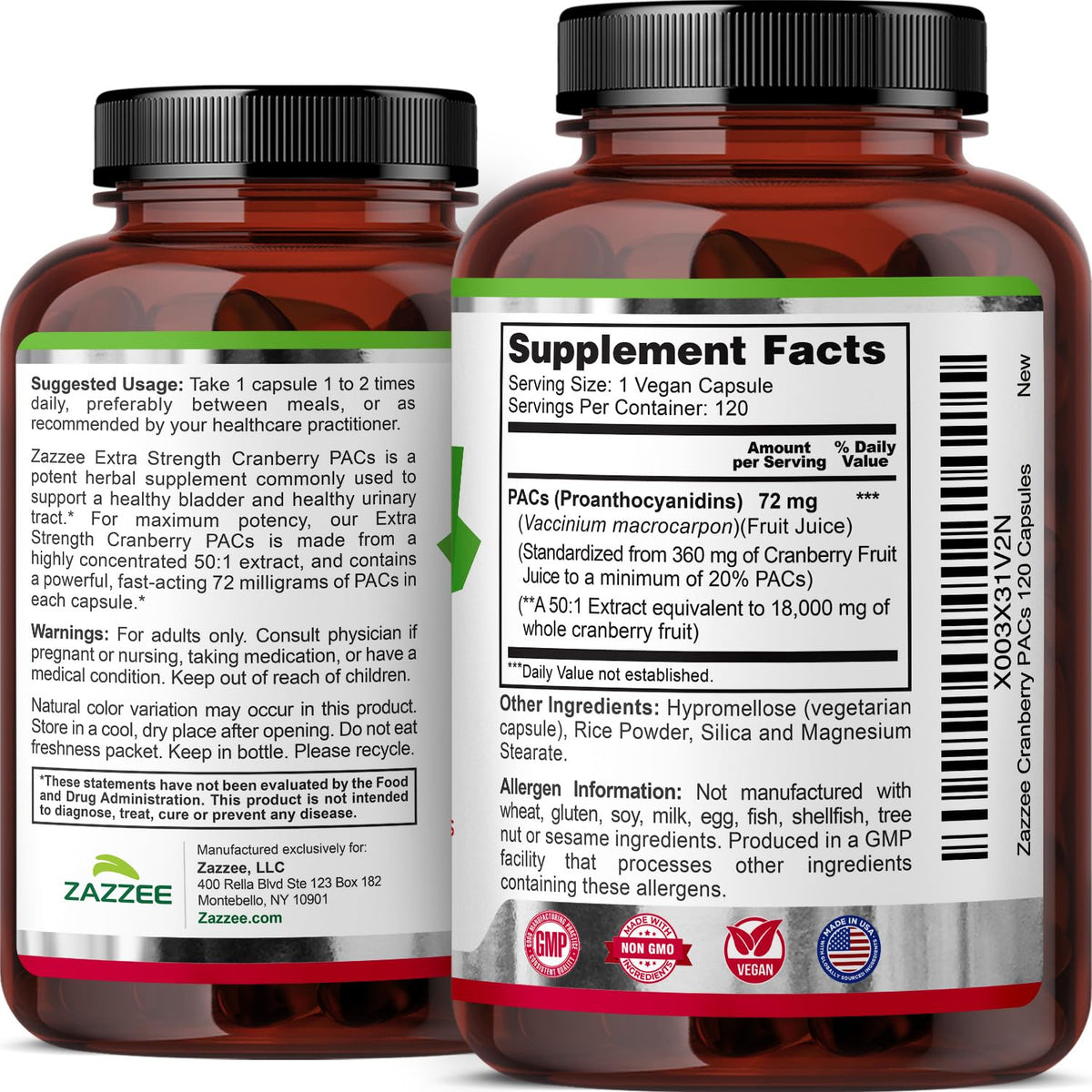 Zazzee Cranberry PACs en gros plan