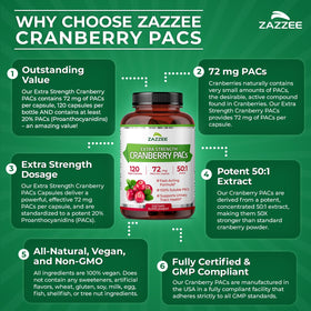 Zazzee Cranberry PACs sur un fond blanc
