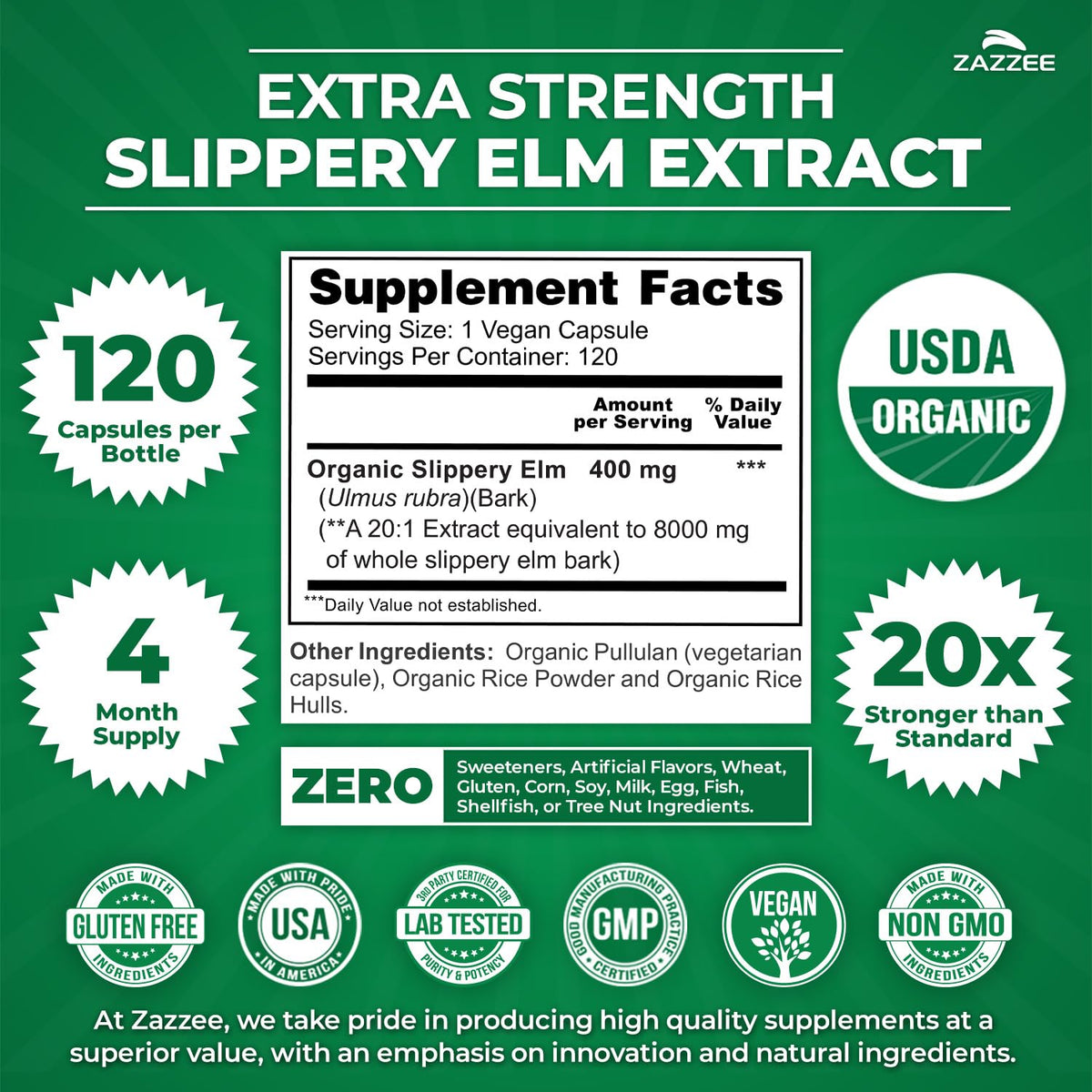 Zazzee Extrait d'Écorce de Bouleau Glissant emballage