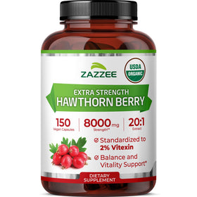 Zazzee Extrait de Baies d'Aubépine Bio 150 capsules vue de face