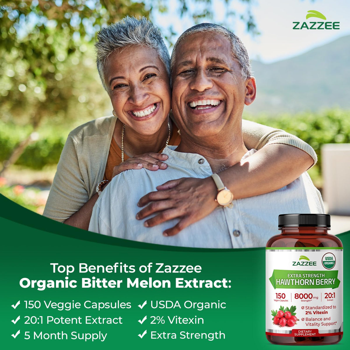 Zazzee Extrait de Baies d'Aubépine Bio étiquette et informations