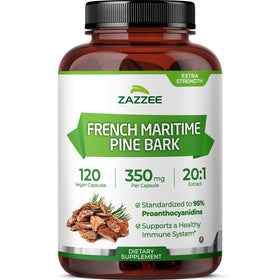 Zazzee extrait de bardeau de pin maritime français 120 capsules vue de face