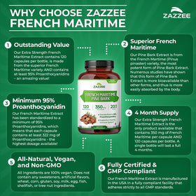 Zazzee extrait de bardeau de pin maritime français ingrédients naturels