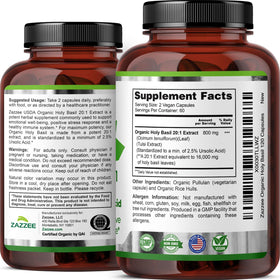 Zazzee Extrait de Basilic Sacré Bio 20:1 avec d'autres produits