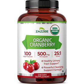 Zazzee Extrait de Canneberge Bio 500mg 100 capsules - vue avant