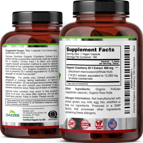Zazzee Extrait de Canneberge Bio avec ingrédients naturels