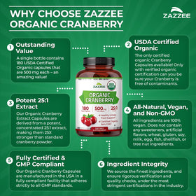 Zazzee Extrait de Canneberge Bio et son emballage